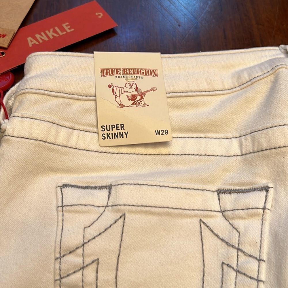True Religion Super Skinny Ankle Optic White Gray Anvl SN size 29 NWT - Picture 7 of 14